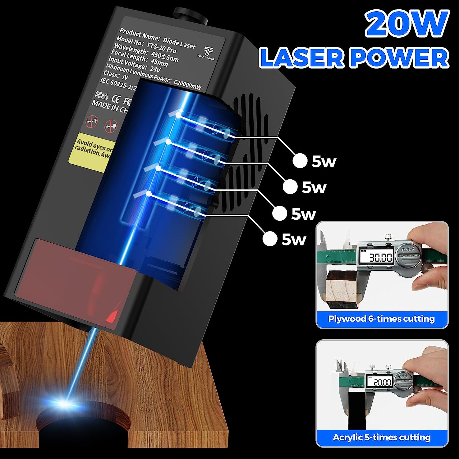TWOTREES TTS-20 Pro 20W Metal  - Laser Engraving Software 리뷰 및 가격